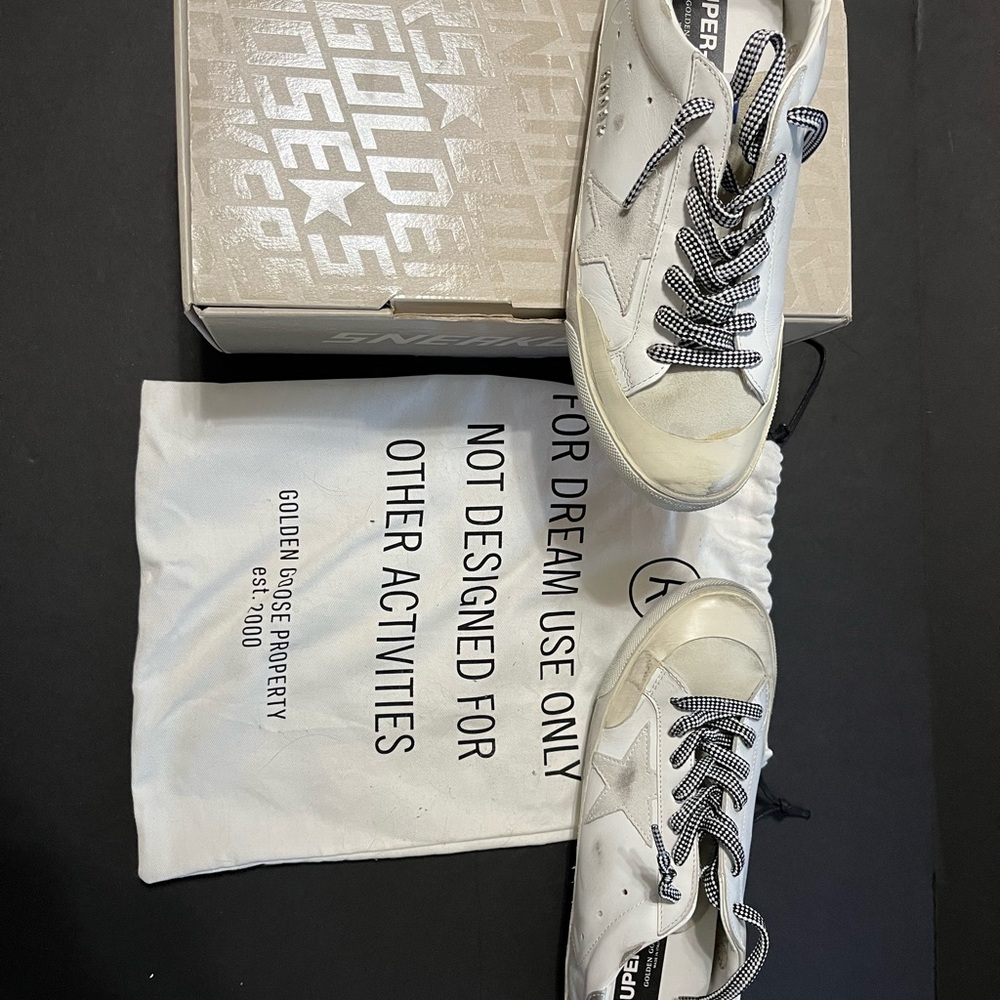 Golden Goose White and Black Sneakers